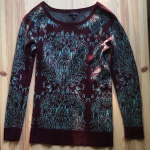 Maroon, grey and teal sweater